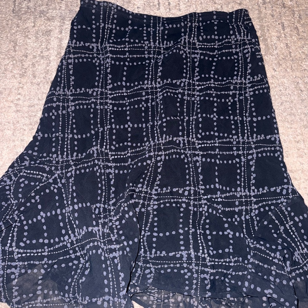 Chic Black and Gray Patterned A-Line Skirt